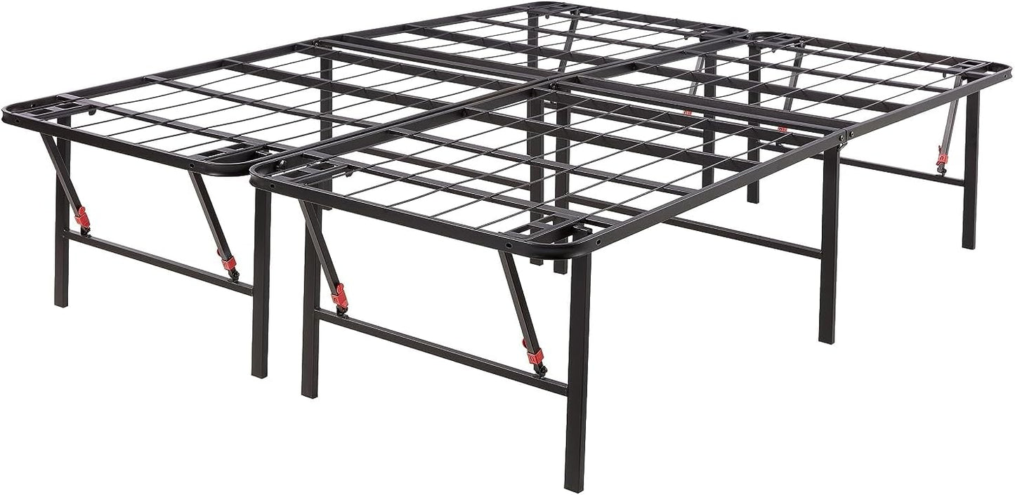 NEW - Amazon Basics QUEEN Foldable Metal Platform Bed Frame with Tool Free Setup, 18 Inches High, Sturdy Steel Frame, No Box Spring Needed, Black - Retail $155