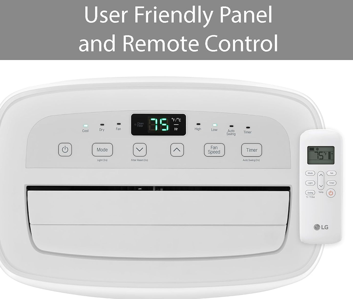 LG 6,000 BTU Portable Air Conditioner, 115V, Cools 250 Sq.Ft. (10' x 25' Room Size), Portable Air Conditioner for Home with Quiet Operation, LCD Remote Control, and Window Installation Kit, White