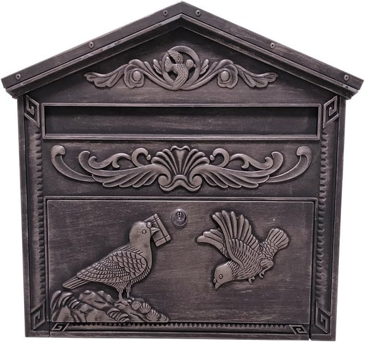 NEW - Outdoor Secure Wall Mounted Locking Steel Mailbox, Size: 16.5" W x 4" D x 15.5" H, Large Wall Mount Mailbox Top-Loading and Rust-Proof Metalâ€“ ME02 - Retail $108