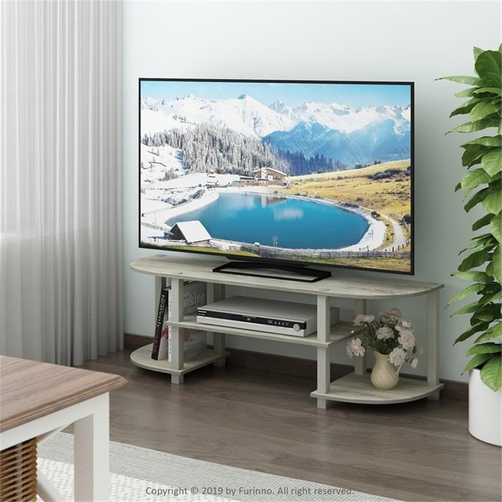 NEW - Furinno Turn-S-Tube Wide TV Entertainment Center, Sonoma Oak/White, 47. 25x13. 4x15. 9 - Retail $45