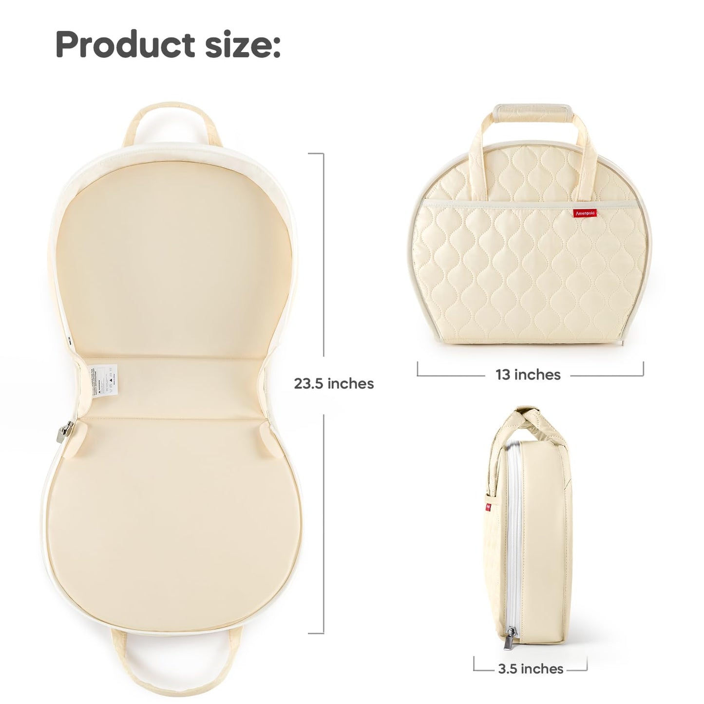 Portable Waterproof Leather Diaper Changing Pad Compact for Travel Diaper Bag, Easy Clean, Newborn Baby, Beige