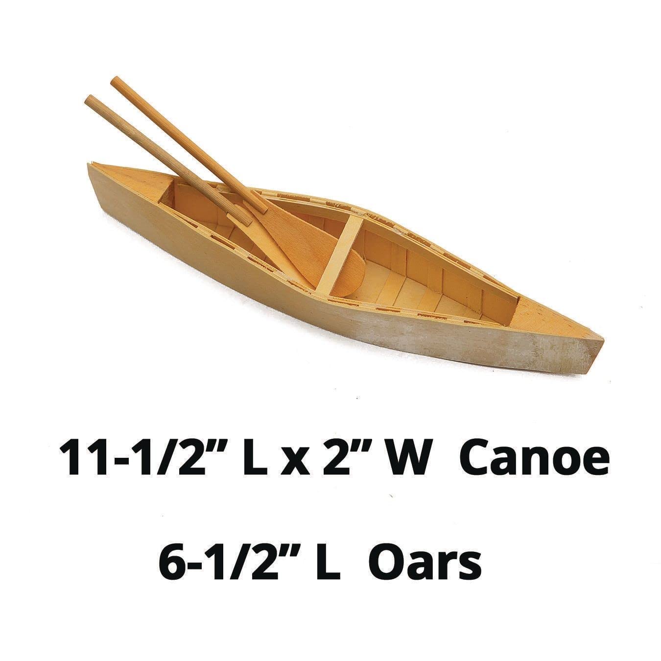 Wood Canoes w/Paddles, [Pack of 6]  Unfinished, Decorate w/Paint, Markers or Stain-sold separately