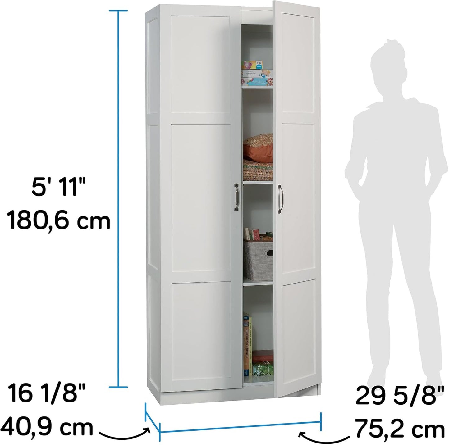NEW - Sauder Select Storage Cabinet/ Pantry cabinets, White finish - Retail $249