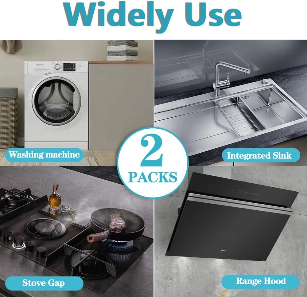 Quimoy 2Pcs Stove Gap Covers Stainless Steel,Stove Gap Filler,Stove Guard for Gas Stove,Heat Resistant Stove Counter Gap Cover,Easy to Clean Range Trim Kit,Adjustable Length 13.8" to 27.5"