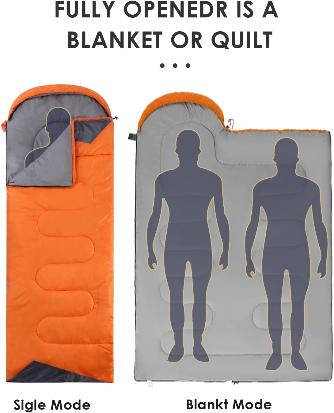 Sleeping Bag for Adults Lightweight - Cold Weather Sleeping Bag for Camping with Compression Bag