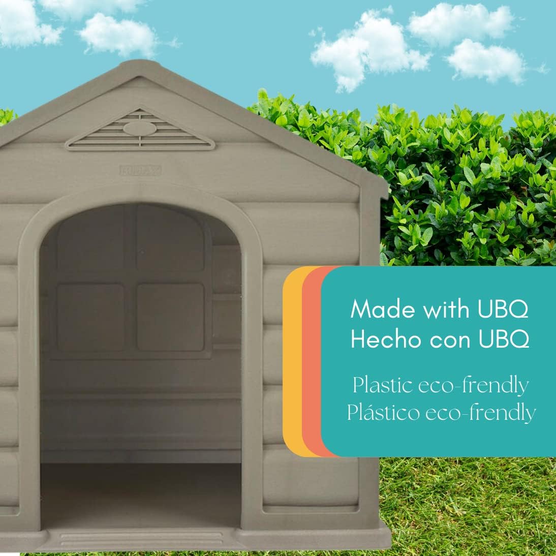 NEW w/ dmg: YO PIDO Dog Houses Made with Plastic UBQ, 35 x 35 x 36.2 in, for Medium and Small Pets, Made for Outdoors with UV Protection and Water Resistant, Moisture Resistant, Easy to Assemble, RED - Retail $145