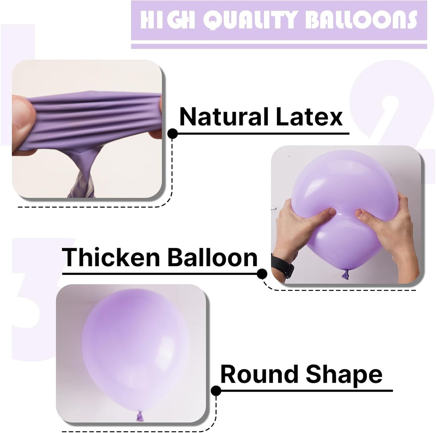 PartyWoo Pastel Purple Balloons 127 pcs Different Sizes Pack of 36 18 12 10 5 Inch Light Pastel Purple Lavender Lilac Balloon Arch Kit Garland for Baby Shower Birthday Party Decorations Purple-Q10