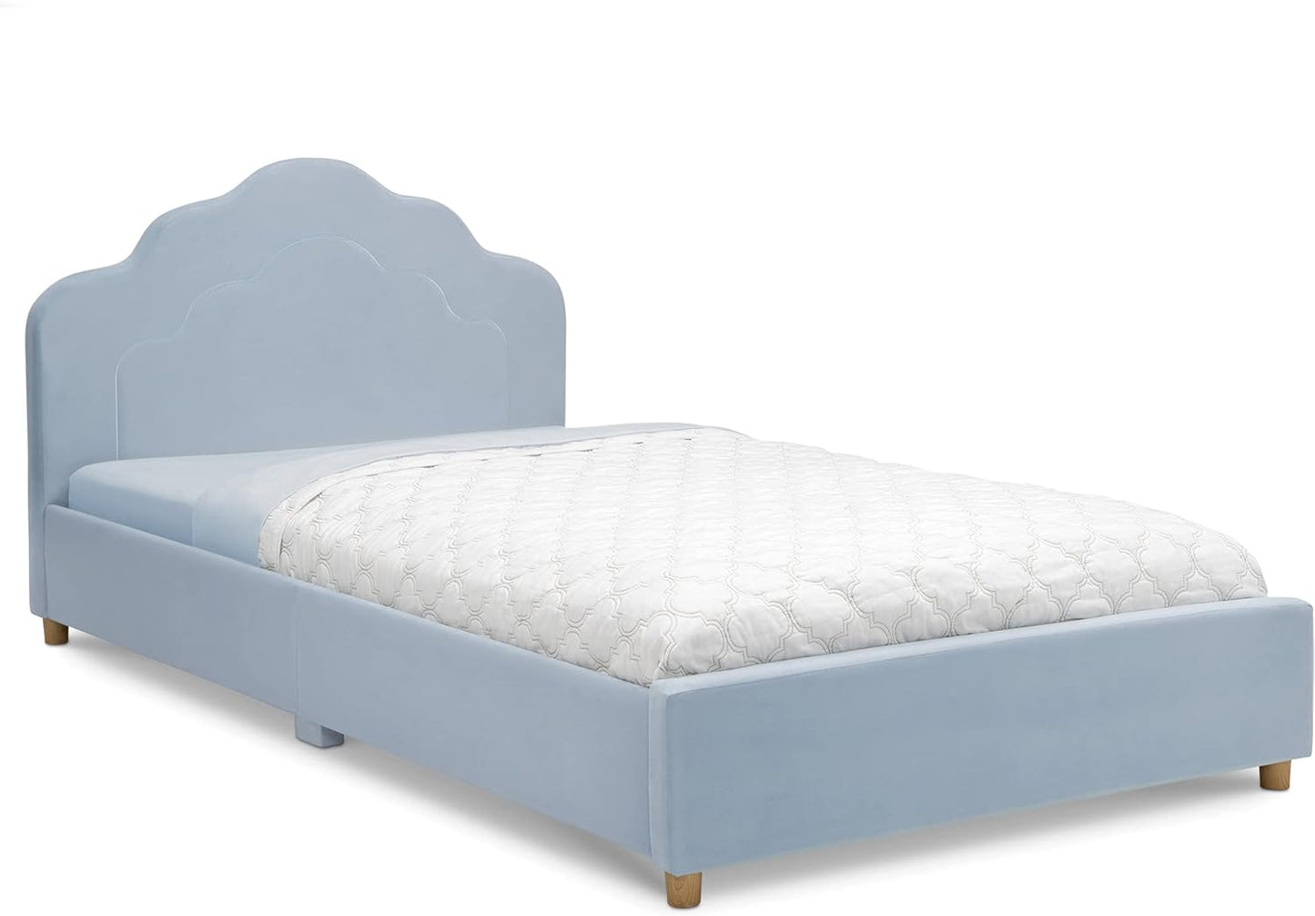 Like NEW - Delta Children Upholstered Twin Bed, Seafoam Blue - Retail $257