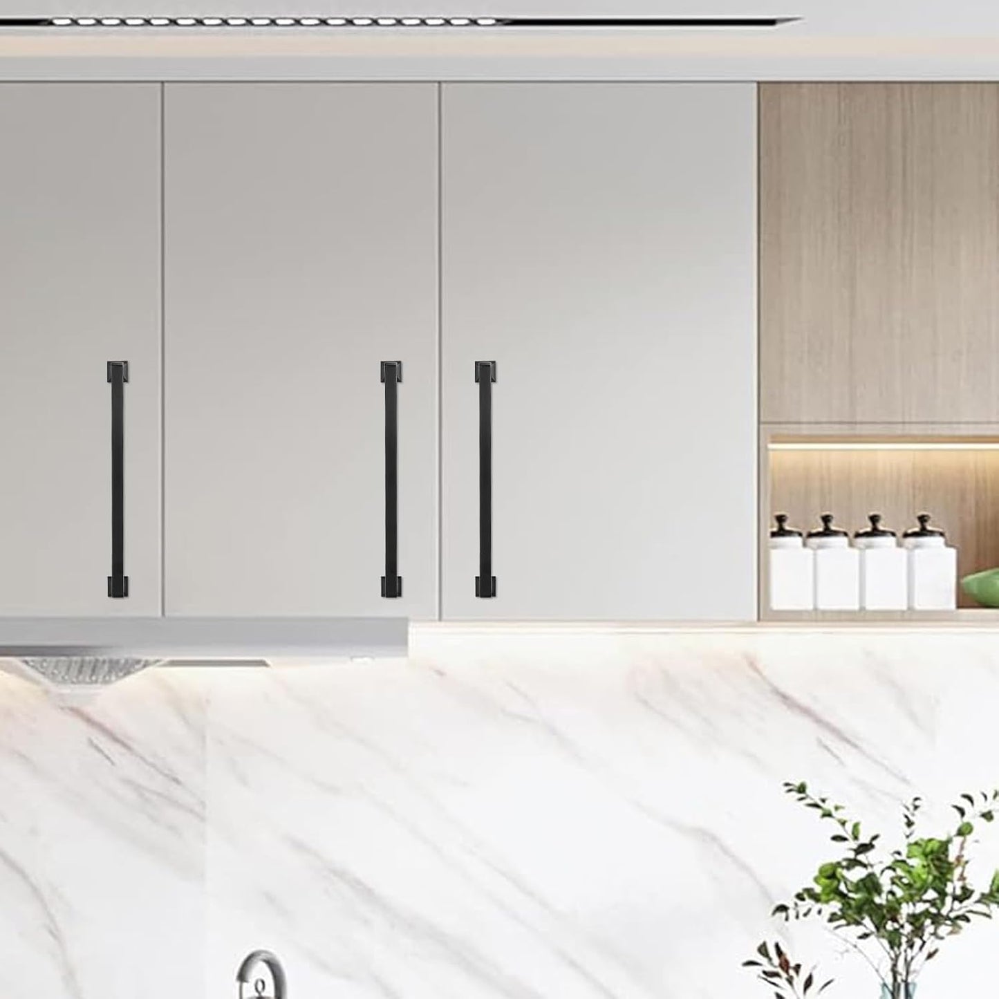 6 Pack Matte Black Kitchen Cabinet Handles - 12-3/5 inch (320mm) Black Drawer Pulls