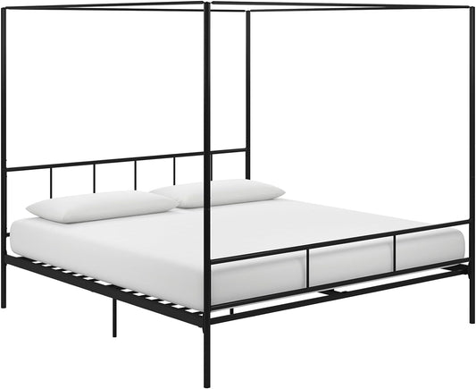 NEW - Novogratz King Marion Canopy Bed Frame, Black, King - Retail $183