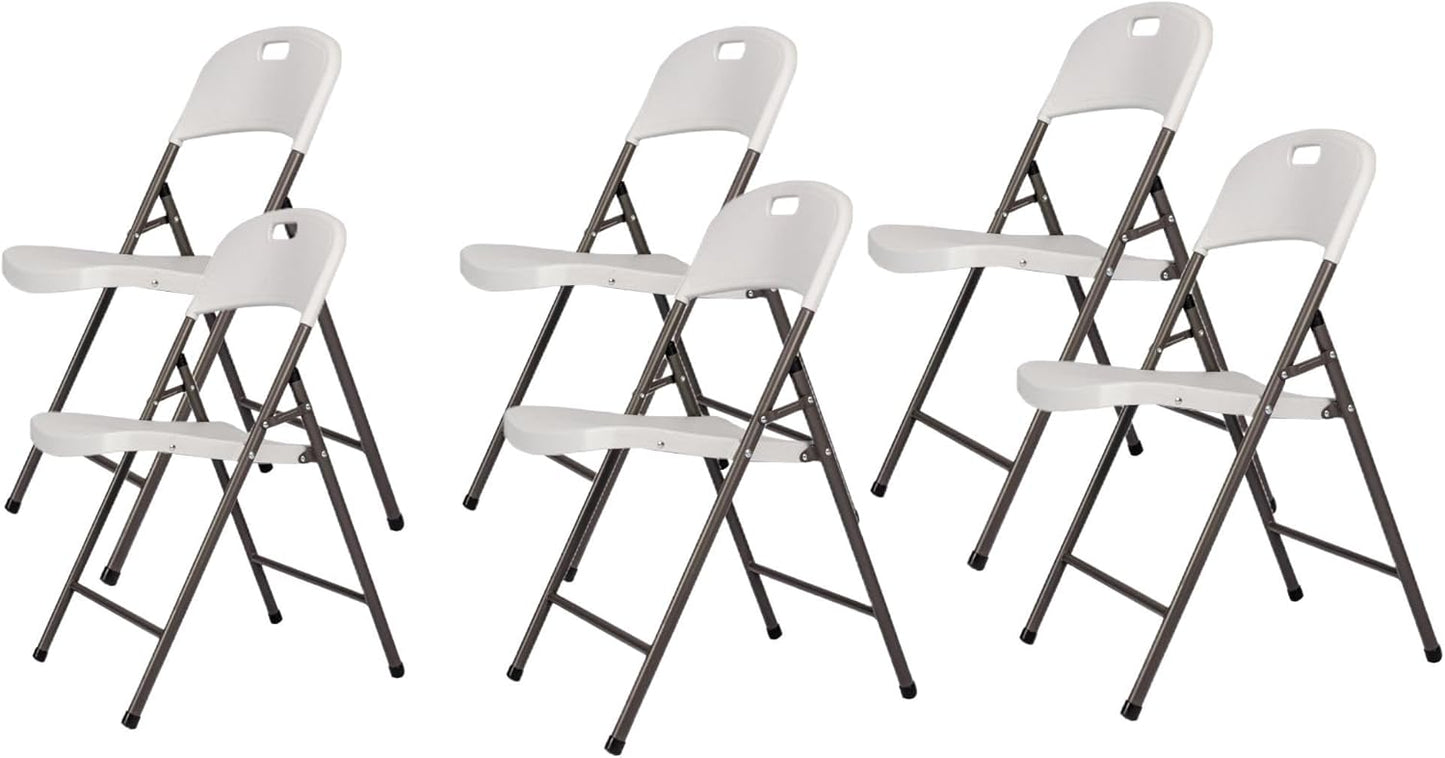 Folding Plastic Chair with 350-Pound Capacity - 6-Pack, Commercial Grade Folding Chair，White (White, 6-Picks) - Retail $110