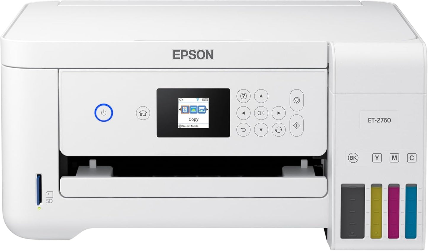 Epson EcoTank ET-2760 Wireless Color All-in-One Cartridge-Free Supertank Printer with Scanner and Copier - Retail $290
