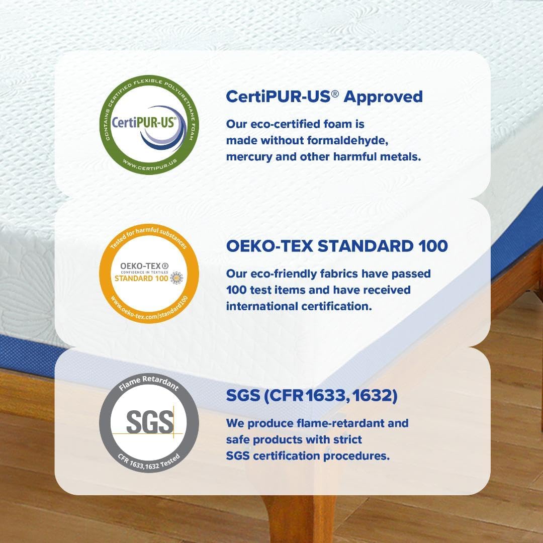 NEW - ZINUS 12 Inch Green Tea Memory Foam Mattress, Fiberglass Free, Patented Custom Contour Support, Sturdy Base Foam, CertiPUR-US Certified, Bed-in-a-box, King, White - Retail $406