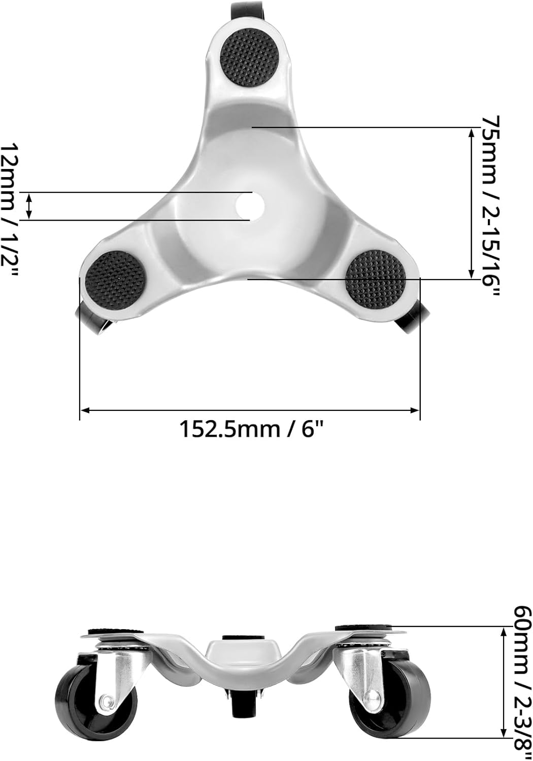 QWORK 8 pcs 6" Steel Tri-Dolly, 200 lbs Load Capacity, Great for Moving Furniture & Appliances, Durable and Easy to Use