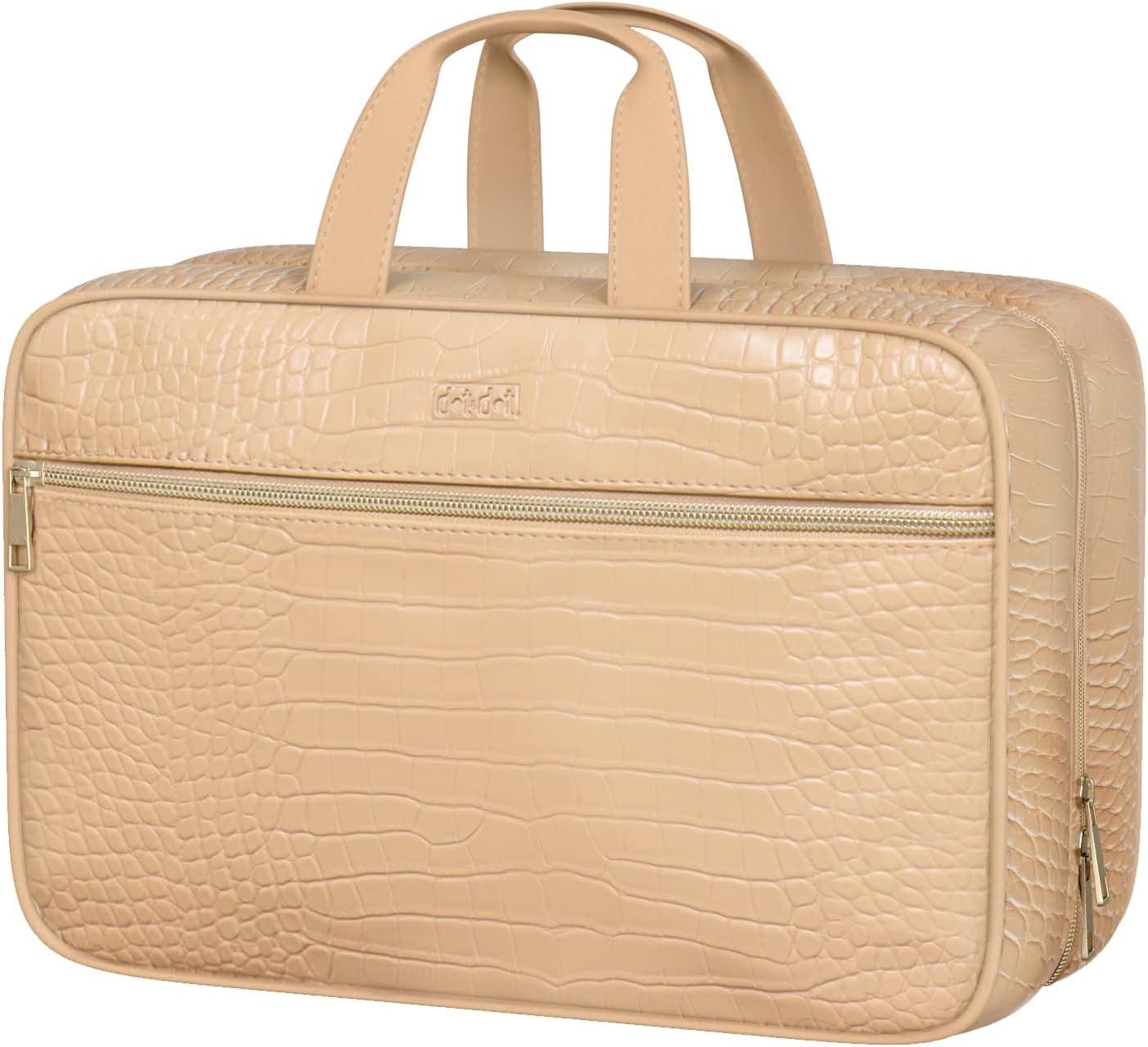 Dot&Dot Spacious Leather Toiletry Bathroom Bag - Hanging Travel Toiletry Bag for Women