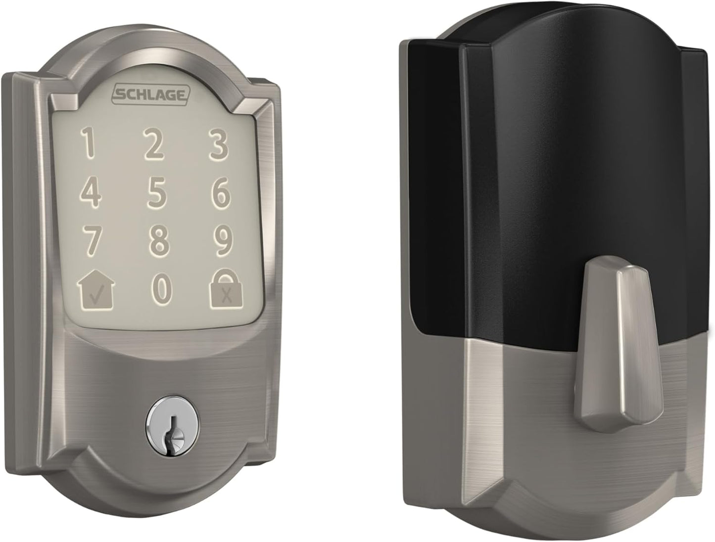 Schlage Encode Smart Wi-Fi Deadbolt with Camelot Trim in Satin Nickel - Retail $228