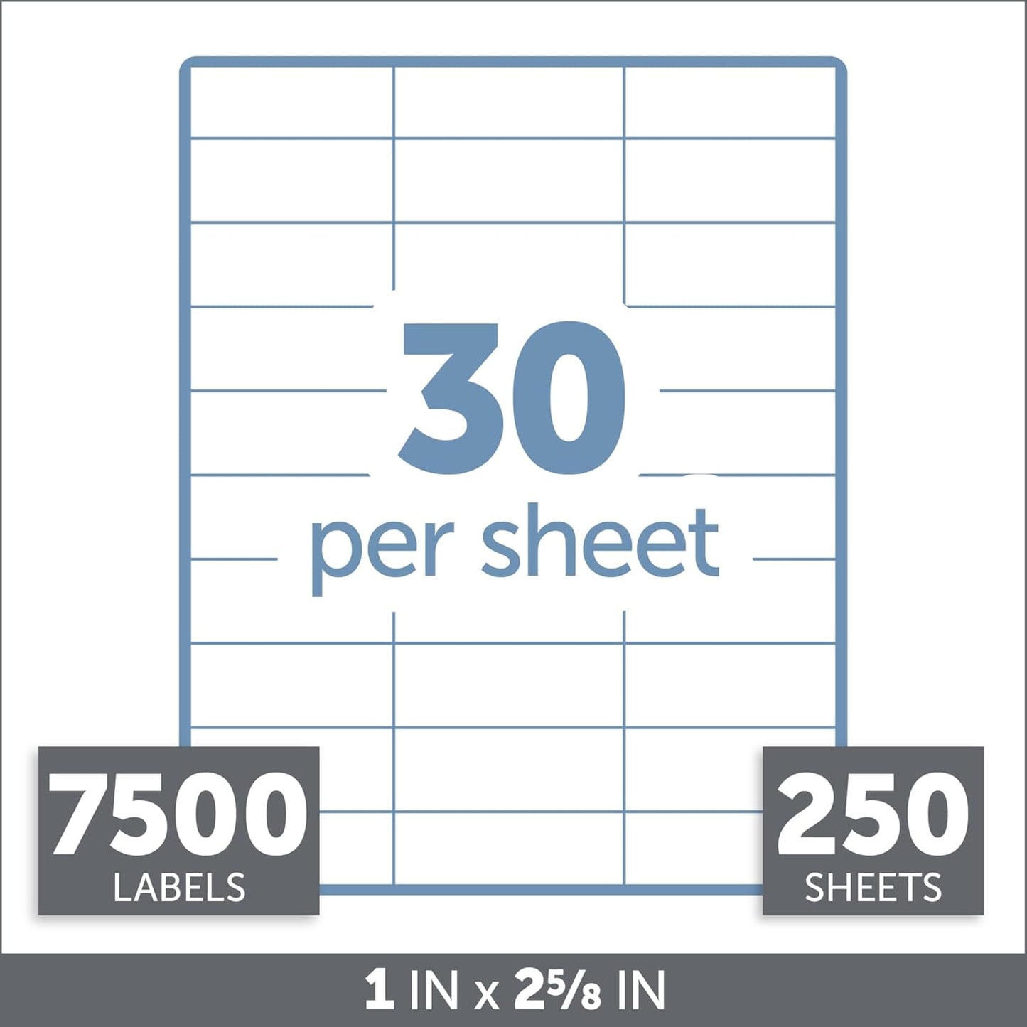 Office Depot White Inkjet/Laser Address Labels, 1in. x 2 5/8in., Box Of 7,500