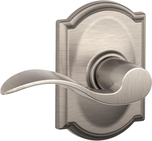 Schlage F10 ACC 619 CAM Accent Door Lever with Camelot Trim, Hall & Closet Passage Lock, Satin Nickel - Retail $29