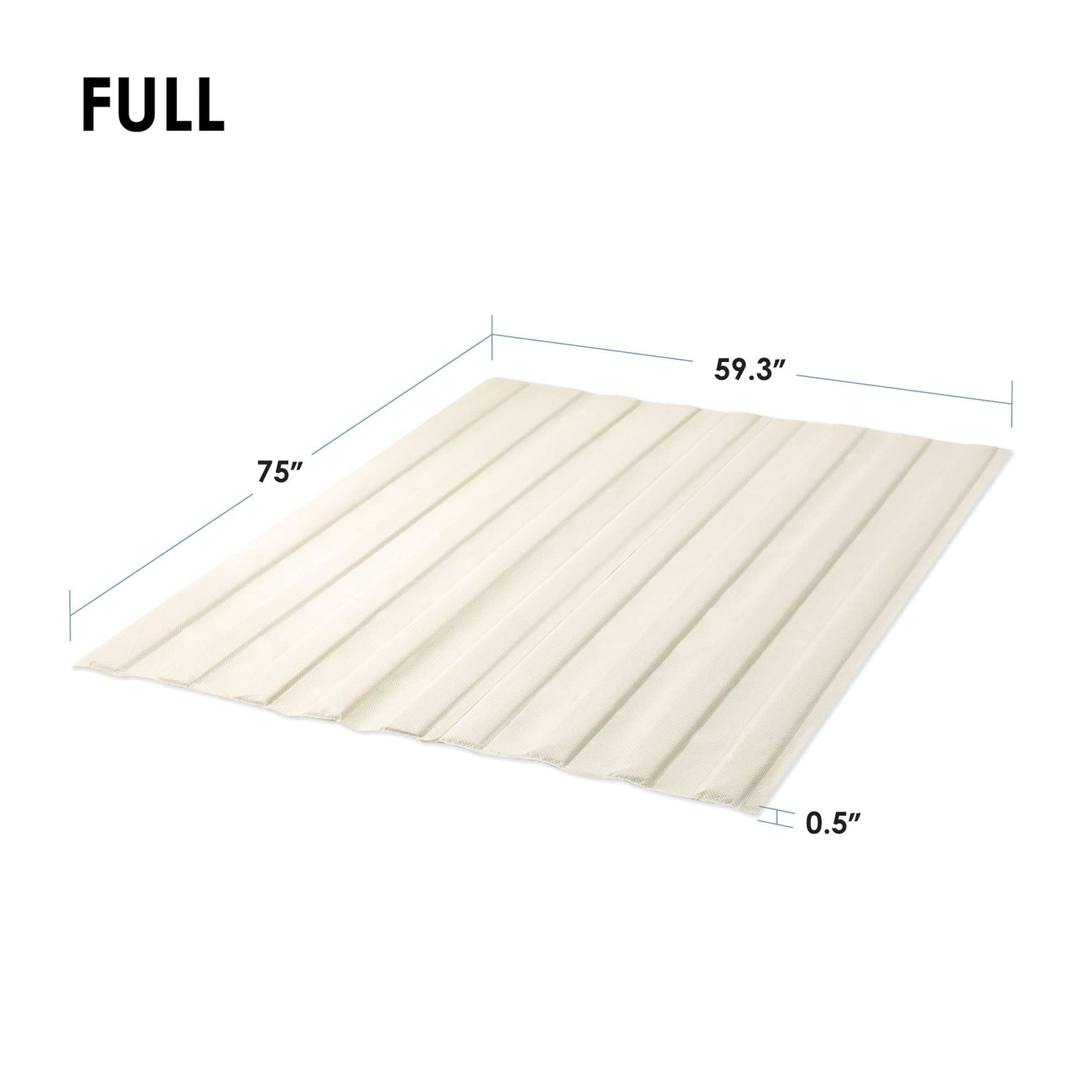 Mellow Fabric Covered Wood Slats, Bunkie Board Mattress Support, Box Spring or Bed Slat Replacement, Full , Beige