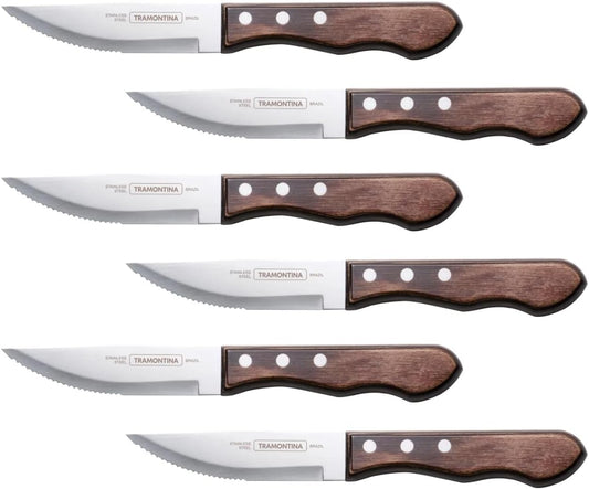 Tramontina 6-Piece Jumbo Steak Knife Set – Stainless Steel Blades with Ergonomic Handles