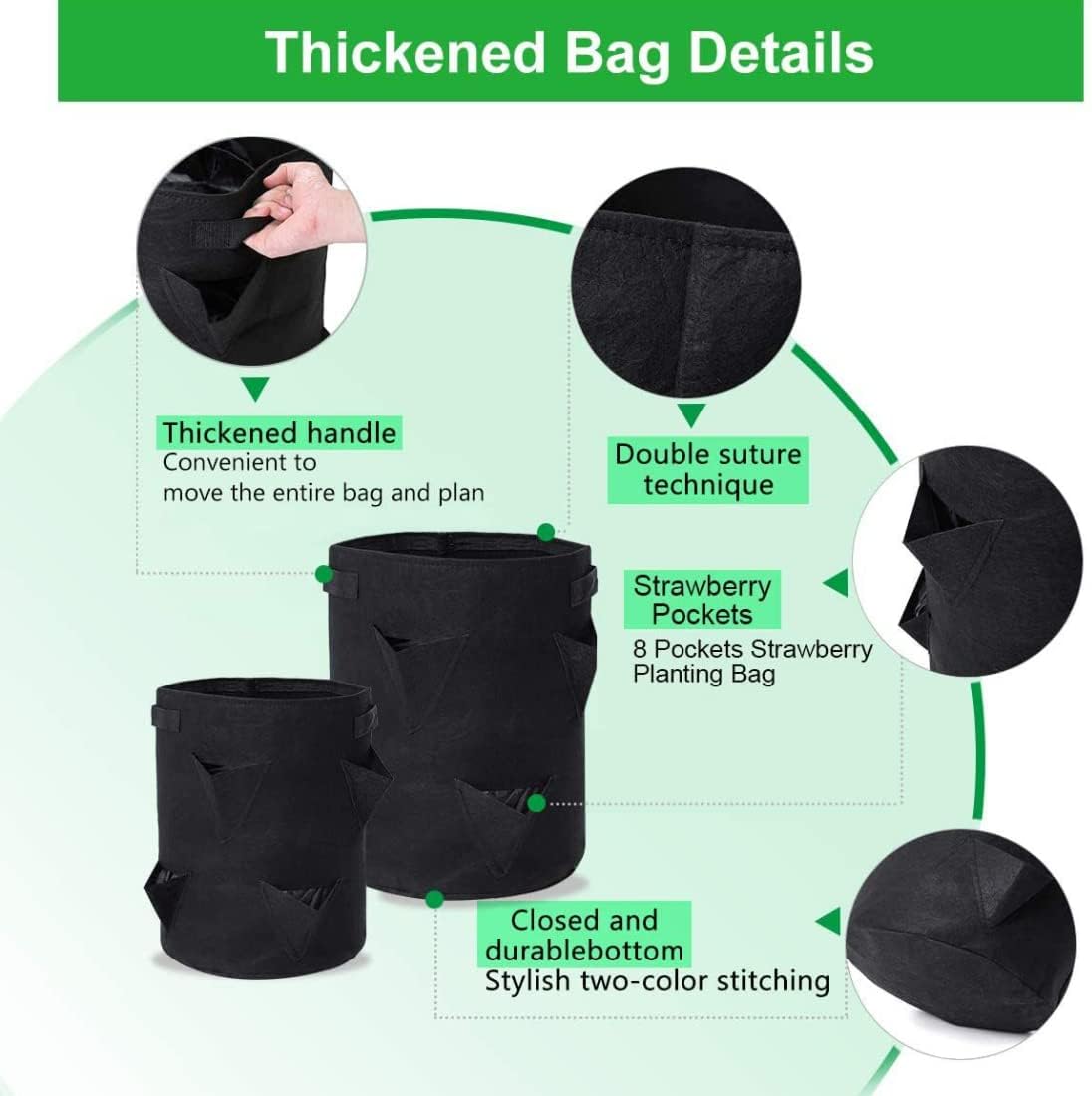 Strawberry Grow Bags, 2 Pack Strawberry Planter with Holes Grow Pockets