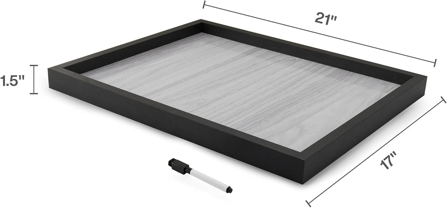 NEW - Mikasa Black Framed Wood Grain Print White Board - Retail $16