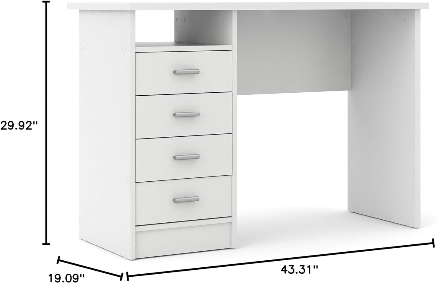 NEW - Tvilum Desk with 4 Drawers, White - Retail $189
