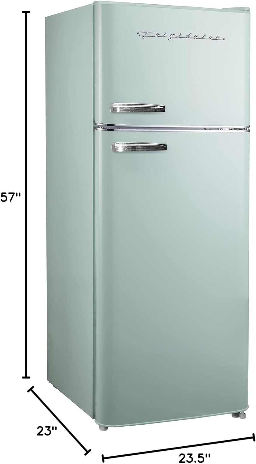 NEW - Frigidaire EFR753-MINT 2 Door Apartment Size Refrigerator with Freezer, 7.5 cu ft, Retro, Mint - Retail $498