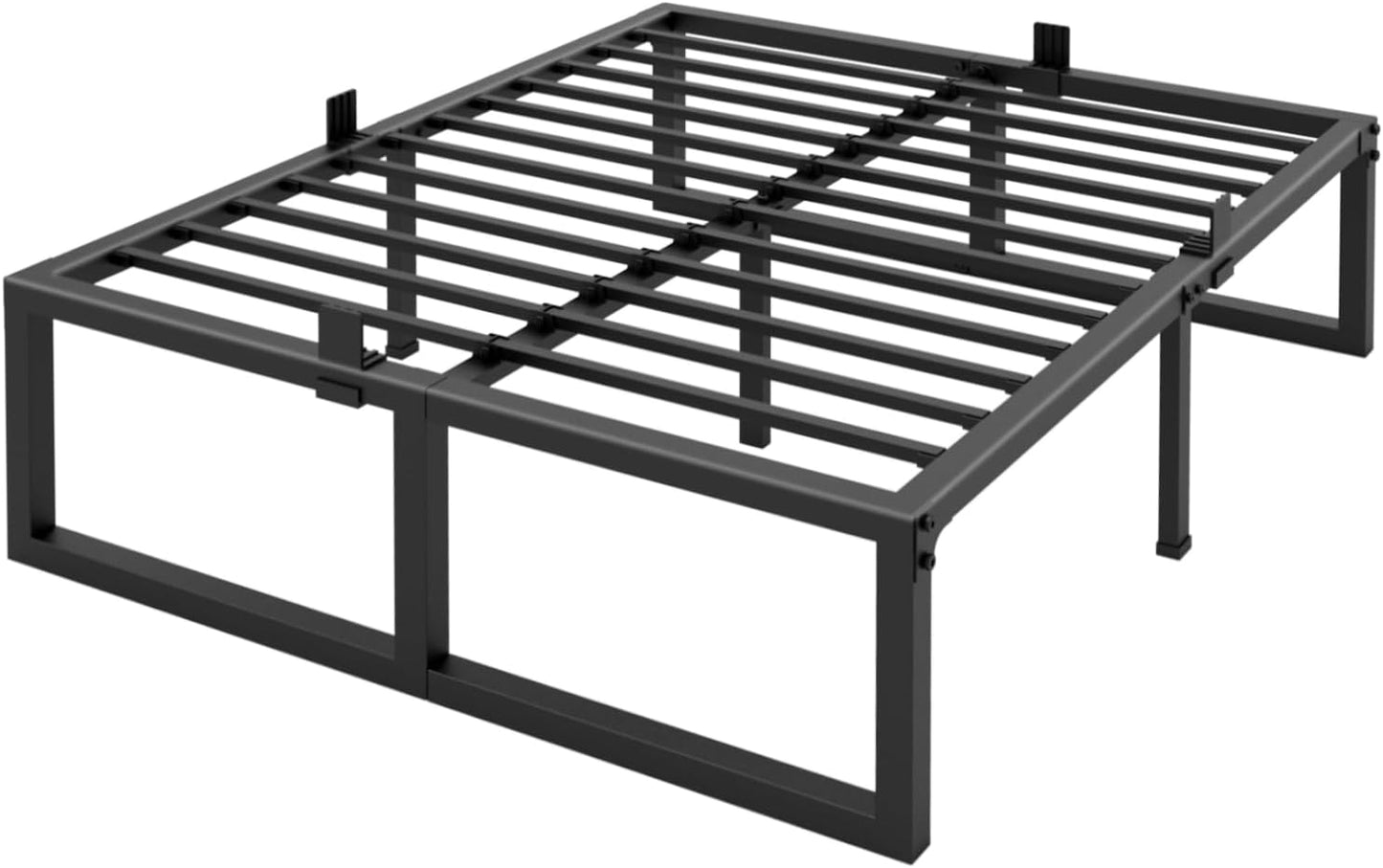 KING Bed Frame, 18 Inch High 3500 lbs Metal Platform, Mattress Foundation with Steel Slat Support/No Box Spring Needed/Noise Free/Non-Slip/Easy Assembly - Retail $116
