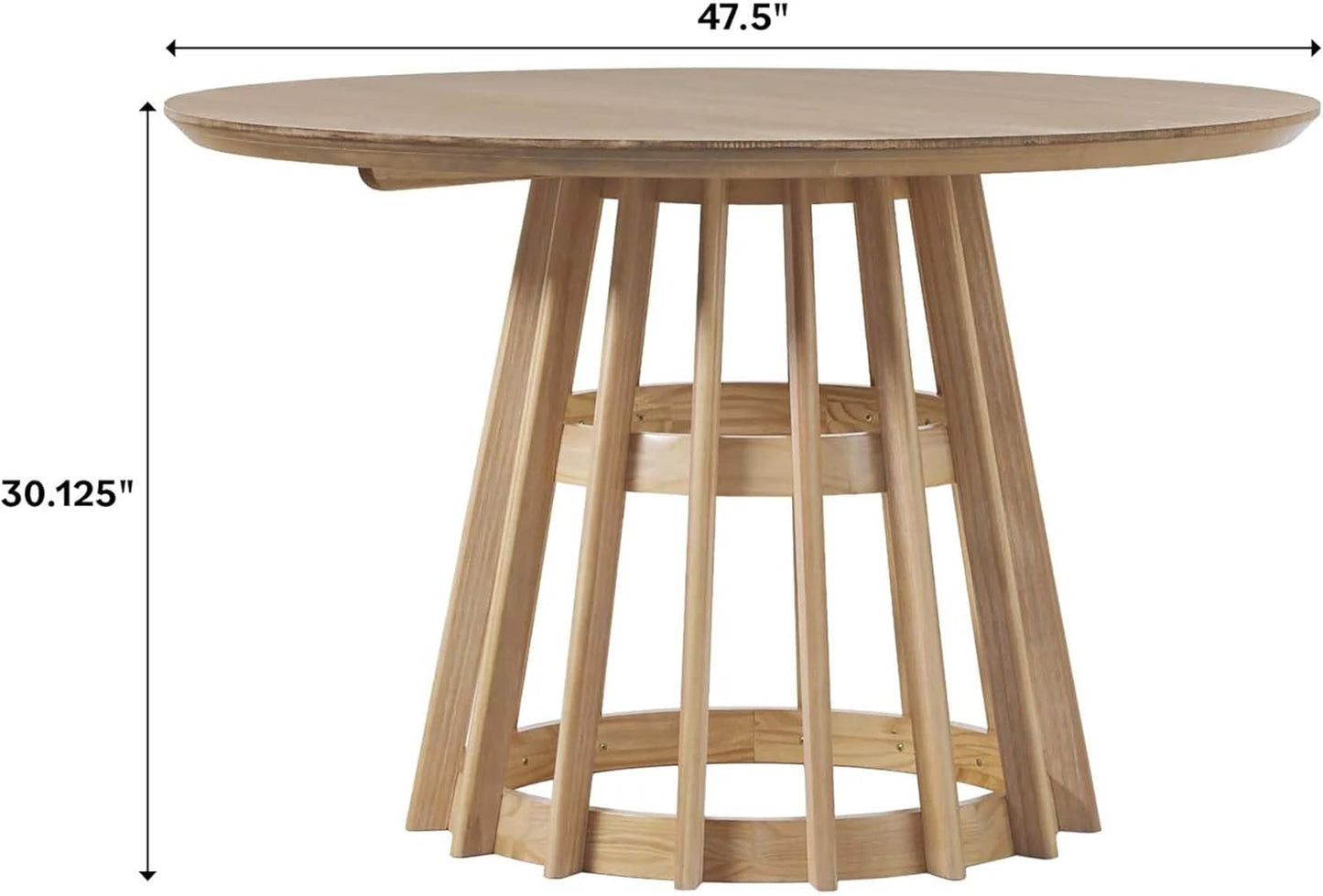 Walker Edison Scandinavian Slatted Wood Pedestal Base Dining Table, 48 Inch - Retail $399