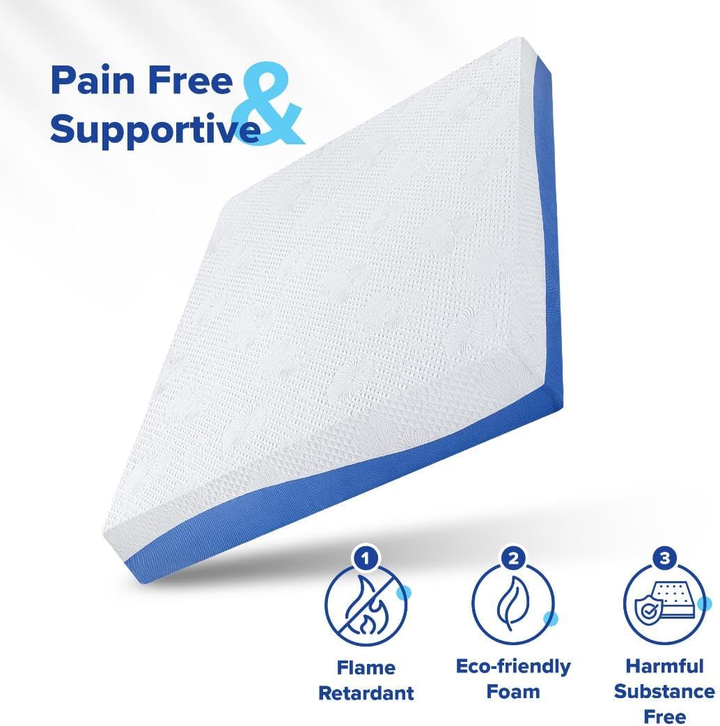 NEW - Olee Sleep Queen Mattress, 10 Inch Gel Memory Foam Mattress, Gel Infused for Comfort and Pressure Relief, CertiPUR-US Certified, Bed-in-a-Box, Medium Firm, Blue, Queen Size - Retail $331