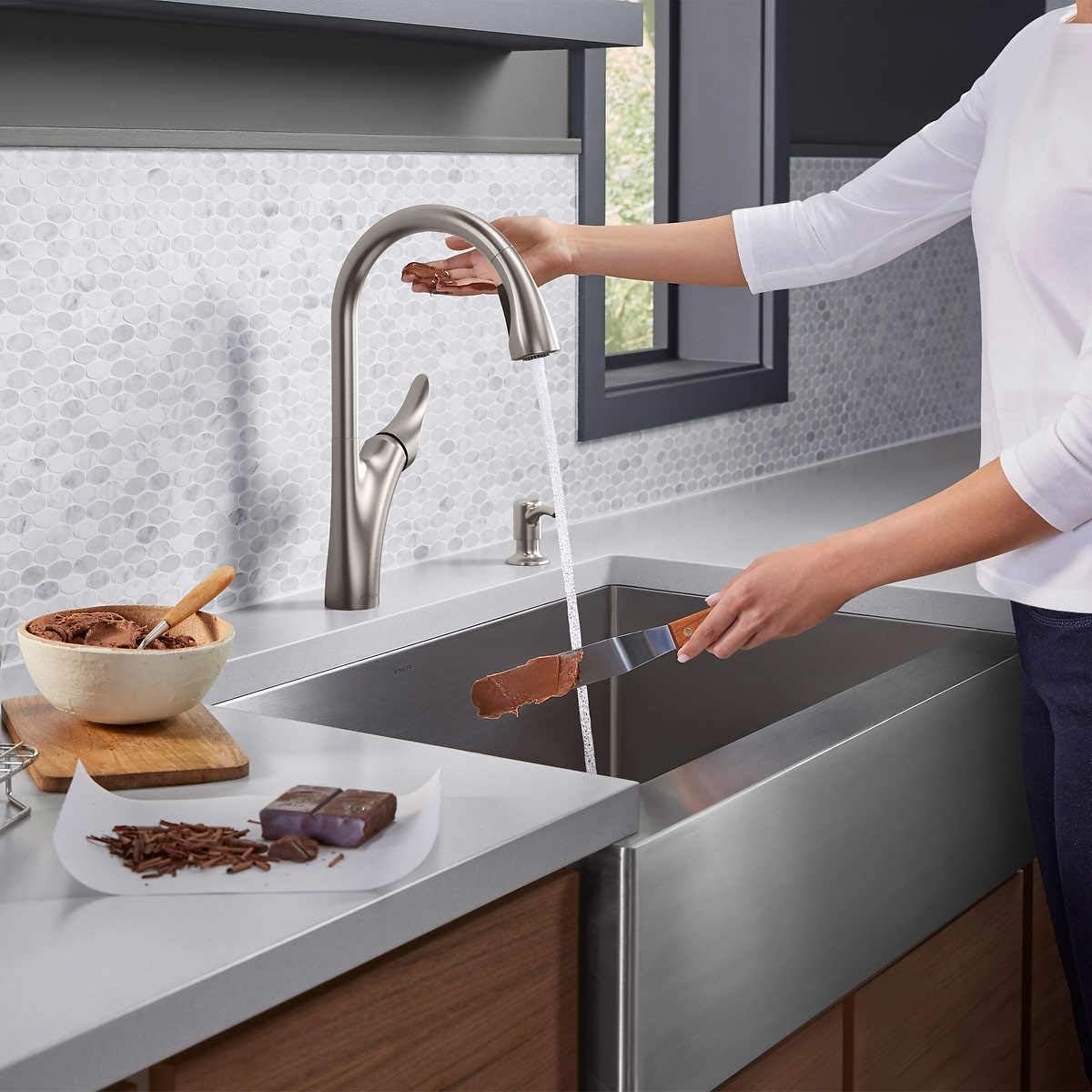 NEW - Kohler touchless pull-down kitchen faucet with soap/lotion dispenser - Retail $249