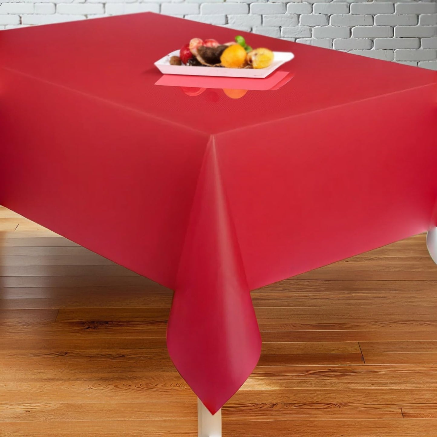 Red Solid Rectangular Plastic Table Cover (54" x 108") 1 Count - Elegant Design & Premium Quality, Ideal For Parties, Events & Everyday Use