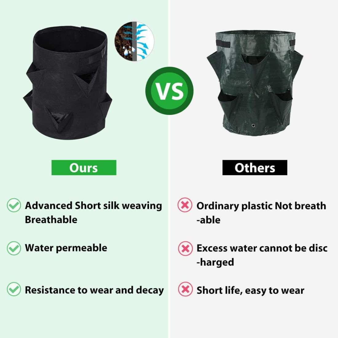 Strawberry Grow Bags, 2 Pack Strawberry Planter with Holes Grow Pockets