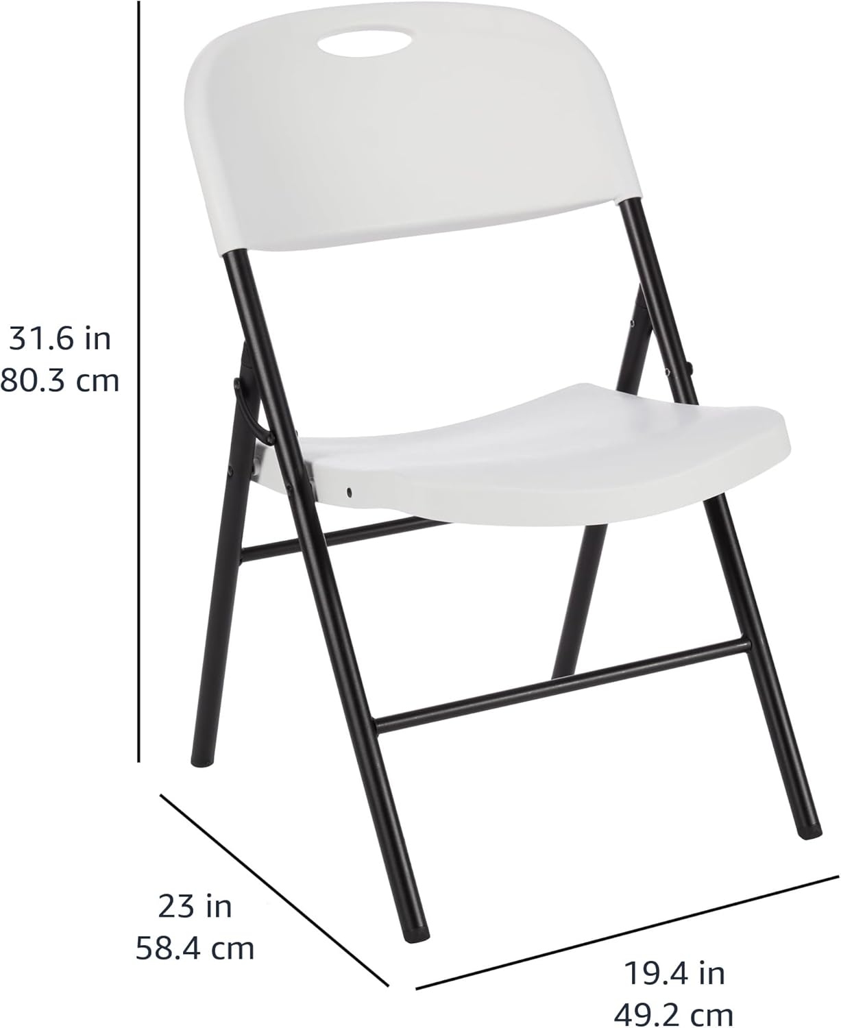 NEW - Amazon Basics Folding Plastic Chair with 350-Pound Capacity - 6-Pack, White - Retail $142
