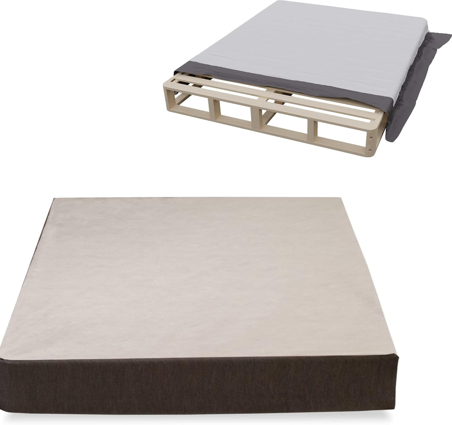 NEW - Spring Coil 8-Inch QUEEN High Profile Mattress Foundation / Â Strong Wood Structure/Easy Simple Assembly Box Spring, Queen, Black - Retail $180