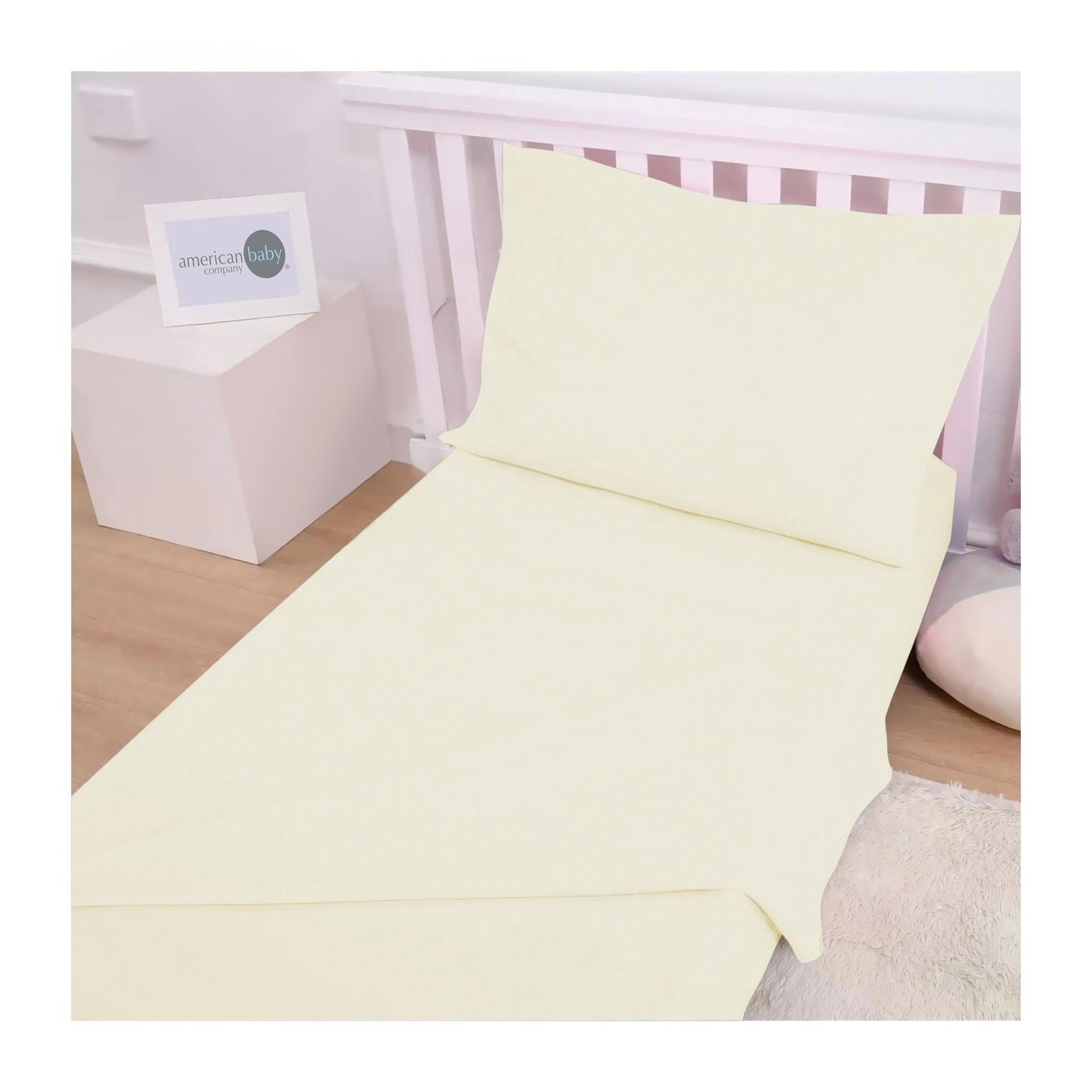 American Baby Company 100% Natural Cotton Jersey Knit Toddler Sheet Set, Cream, Soft Breathable