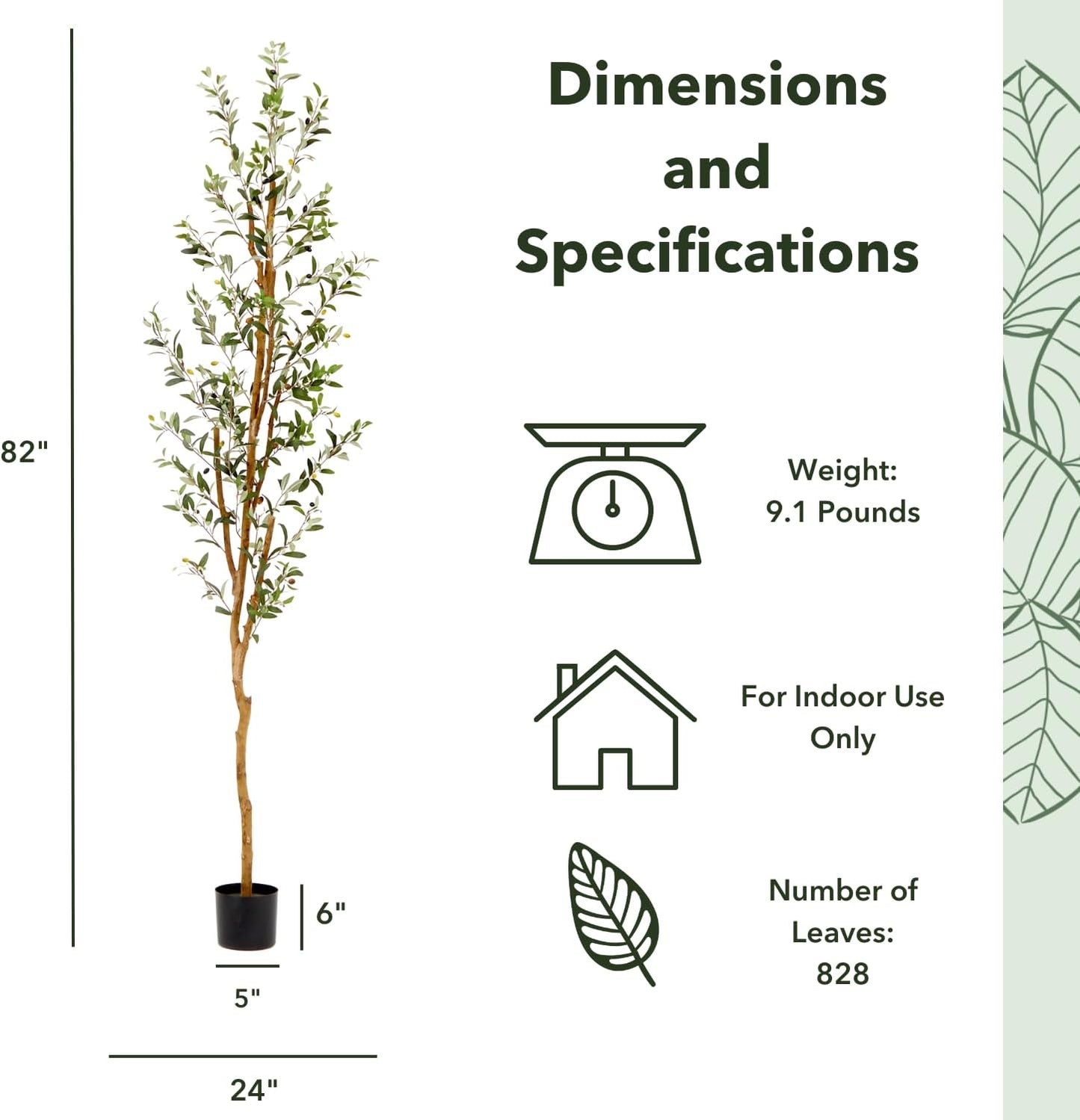 Nearly Natural 82 in Olive Artificial Silk Trees Green - Retail $166