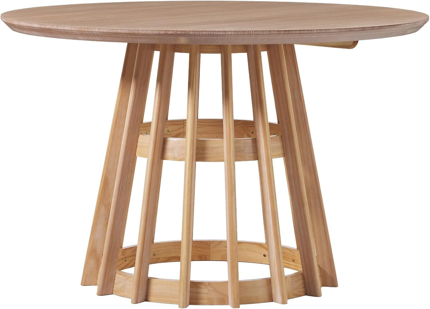Walker Edison Scandinavian Slatted Wood Pedestal Base Dining Table, 48 Inch - Retail $399