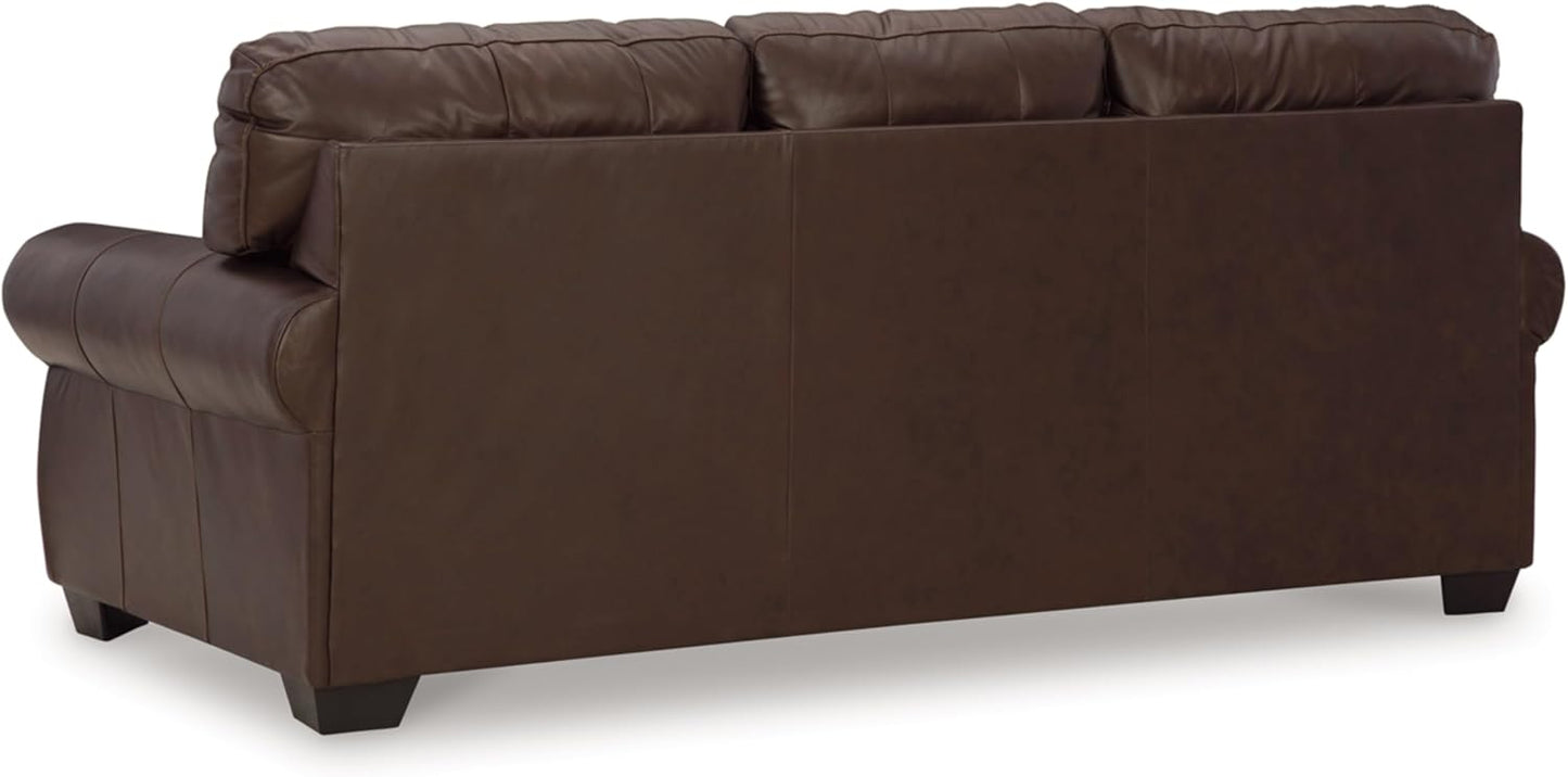 Signature Design by Ashley Colleton Classic Leather Match Sofa with Nailheads, Dark Brown - Retail $1057