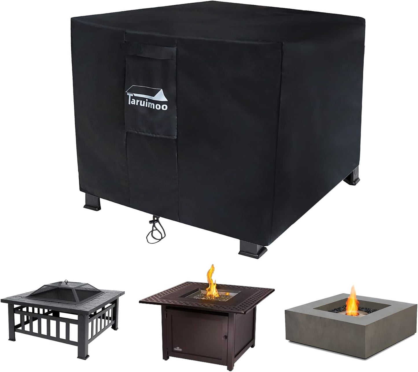 Fire Pit Cover Square Heavy-Duty Outdoor firepit Cover Waterproof and Tear-Resistant Air Vents Fits for 24-28inch fire Pit and Outdoor Fire Table (28 "L x 28 "W x 25 ")