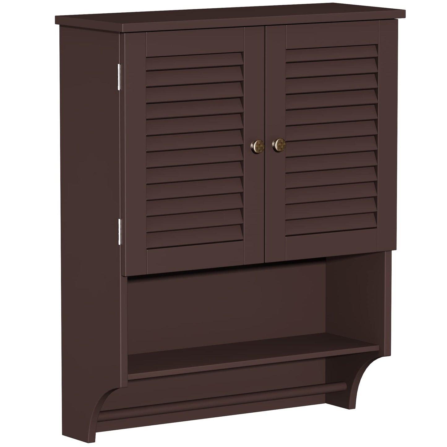 ChooChoo Bathroom Wall Cabinet with Towels Bar, 23.6" L x8.9 W x29.3 H MDF Material Medicine Cabinet, 2 Doors Over The Toilet Space Saver Storage Cabinet with Large Space, Espresso
