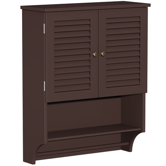 ChooChoo Bathroom Wall Cabinet with Towels Bar, 23.6" L x8.9 W x29.3 H MDF Material Medicine Cabinet, 2 Doors Over The Toilet Space Saver Storage Cabinet with Large Space, Espresso