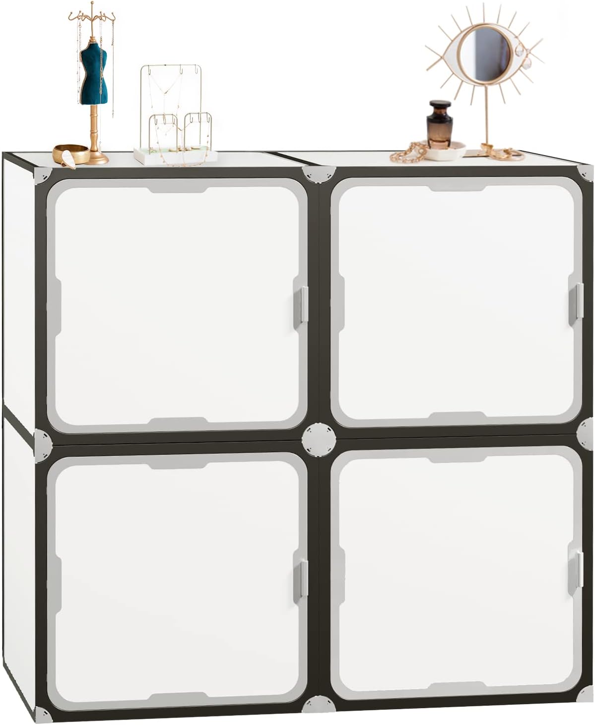 NEW - NeuType Cube Storage Organizer with Doors, 4-Cube Storage Shelves, Closet Storage Shelves Bookshelf Toy Organizer Cabinet, Multifunctional Storage Cubes Organizer Shelves, White - Retail $33