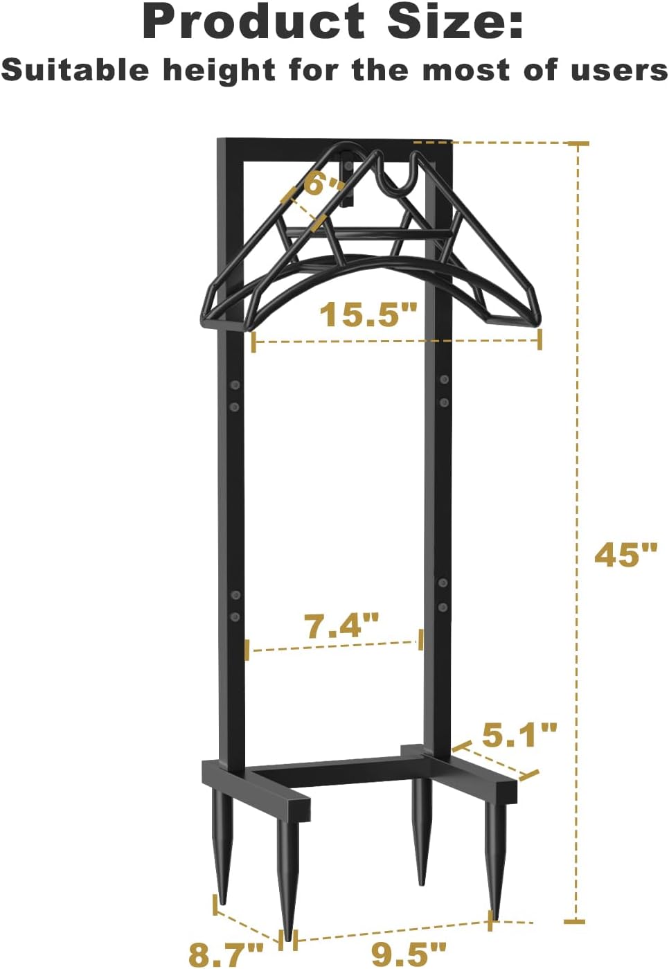 Outdoor Garden Hose Holder Freestanding with 4 Spikes, Heavy Duty Metal Water Hose Reel Stand Hanger Rack Organizer Holds Storage 150ft Hose for Outside Yard Lawn, Black