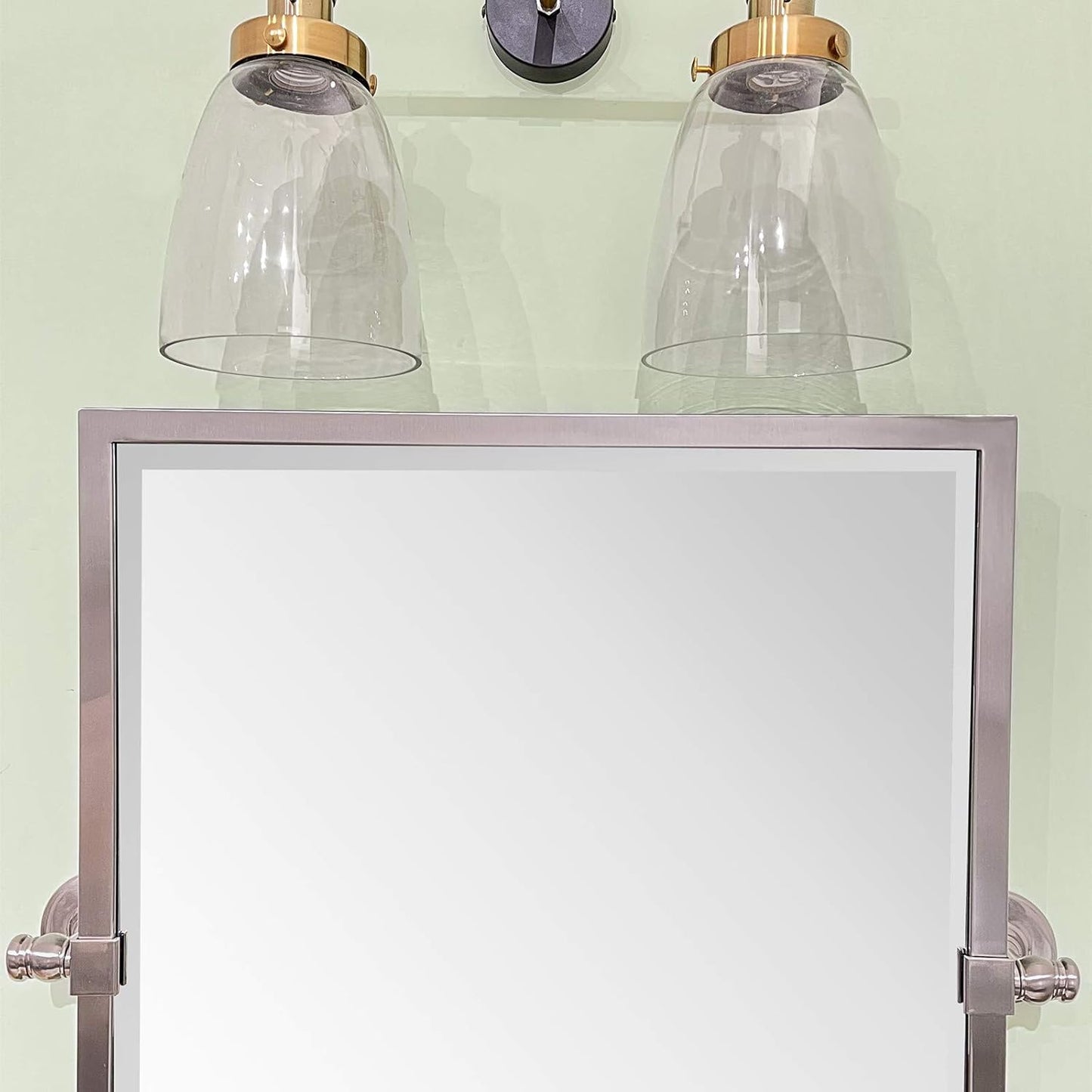 TEHOME Pivot Mirror Brushed Nickel Tilt Rectangle Bathroom Mirror Tilting Metal Framed Beveled Vanity Mirrors, Overall 23.9 x 24 inches (Mirrror 20 x 24 inches)