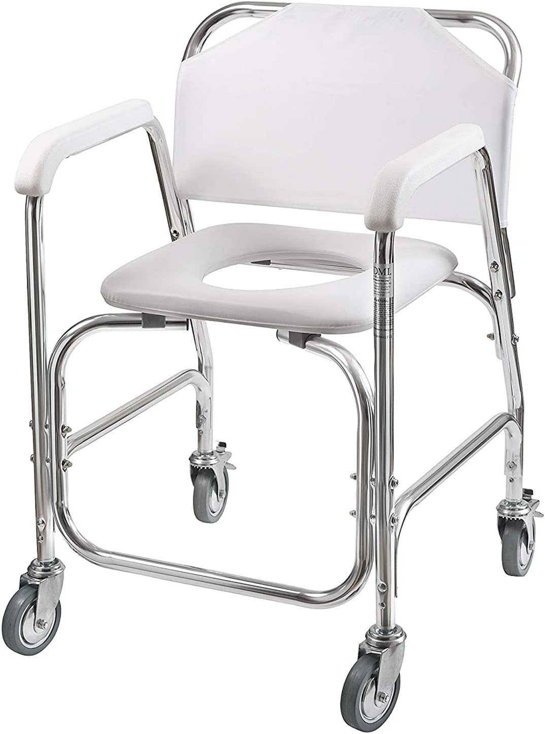 NEW - DMI 3-1 Rolling Shower Chair, Rolling Bathroom Wheelchair for Handicapped, Elderly, Injured or Disabled, & Commode, Rolling Shower Chair, 24" x 22" x 34", 250 lb Weight Capacity, White - Retail $147