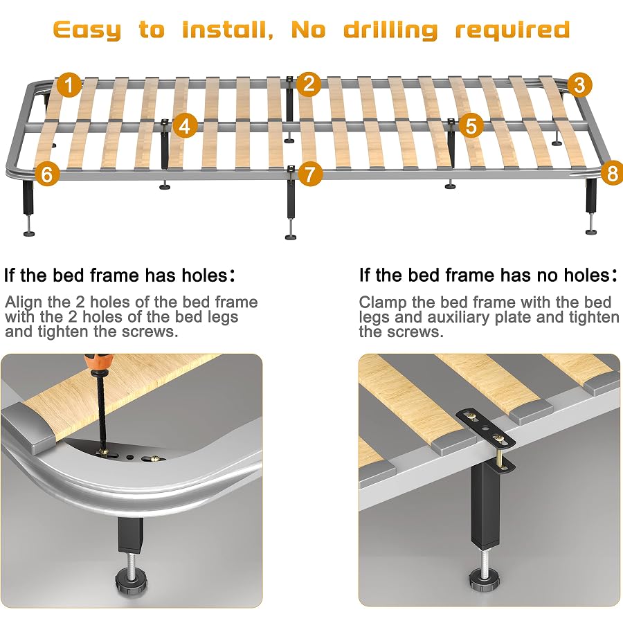 OLAYA Adjustable Bed Legs - Premium Replacement Support Legs for Enhanced Bed Frame Stability, Perfect as Bed Feet, Bed Legs Risers, and Bed Frame Support Beams (4, 5.9"-7")