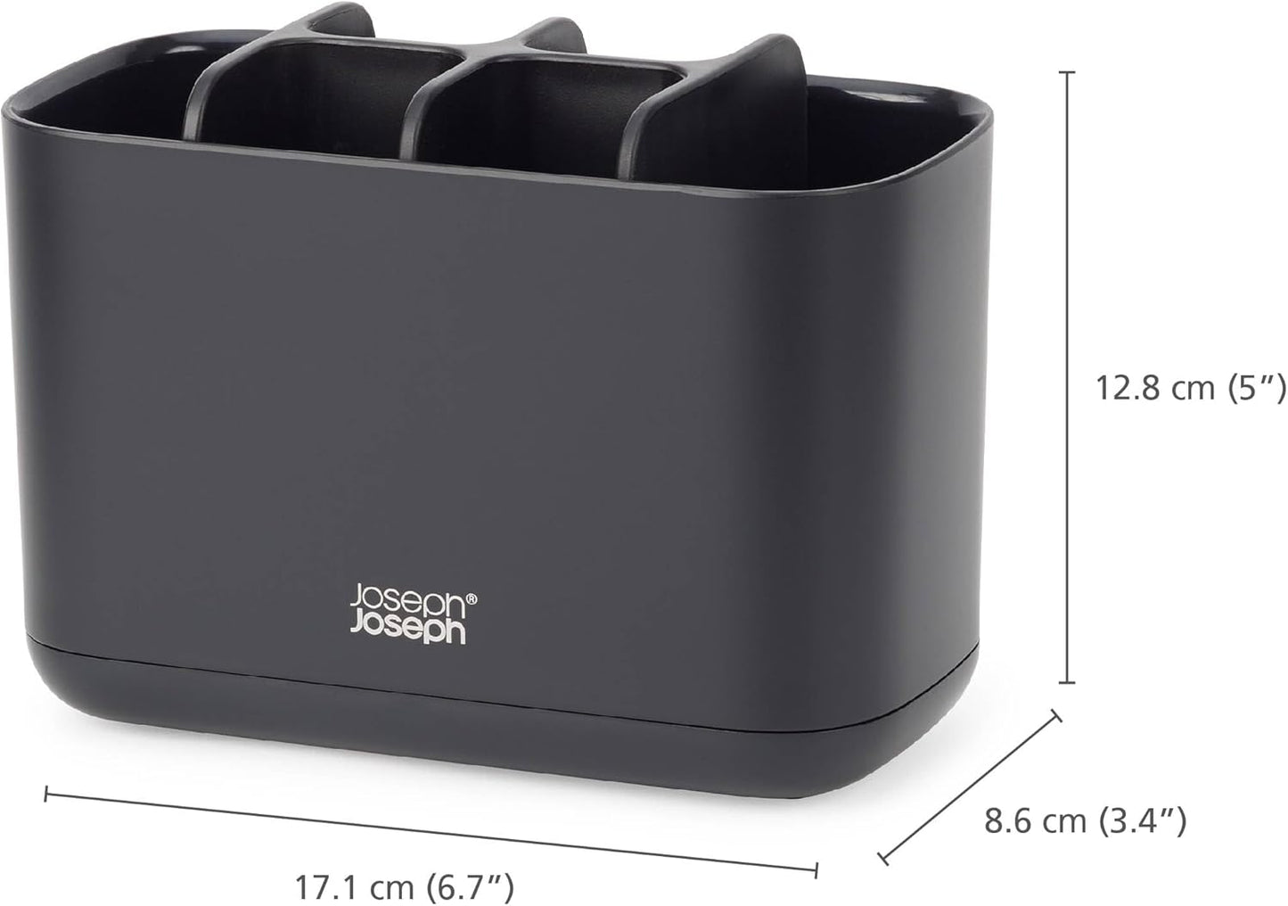 Joseph Joseph Easy-Store - Toothbrush Holder Caddy, Bathroom Storage, Large, Matt Black