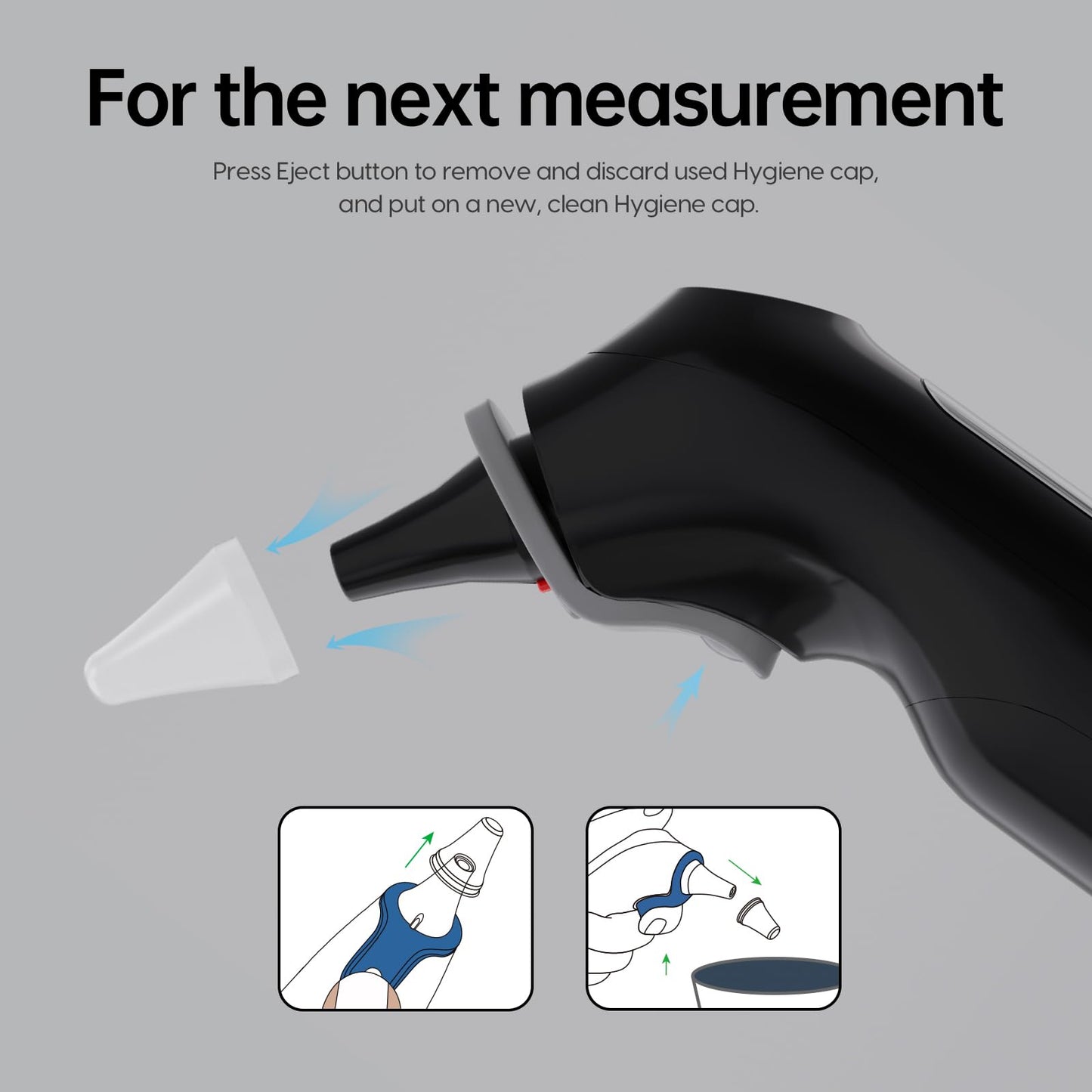 Ear Thermometer, Highly Accurate Ear Thermometer for Kids, Adults and Babies, 30 Memory Recall, 1s Result and 3-Color Fever Alert, with 24 Disposable Probe Covers, Black